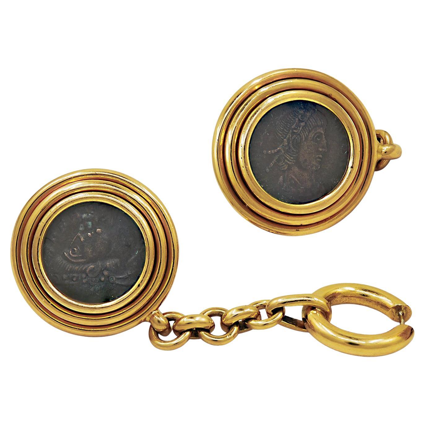 BULGARI Monete Coin Gold Cufflinks