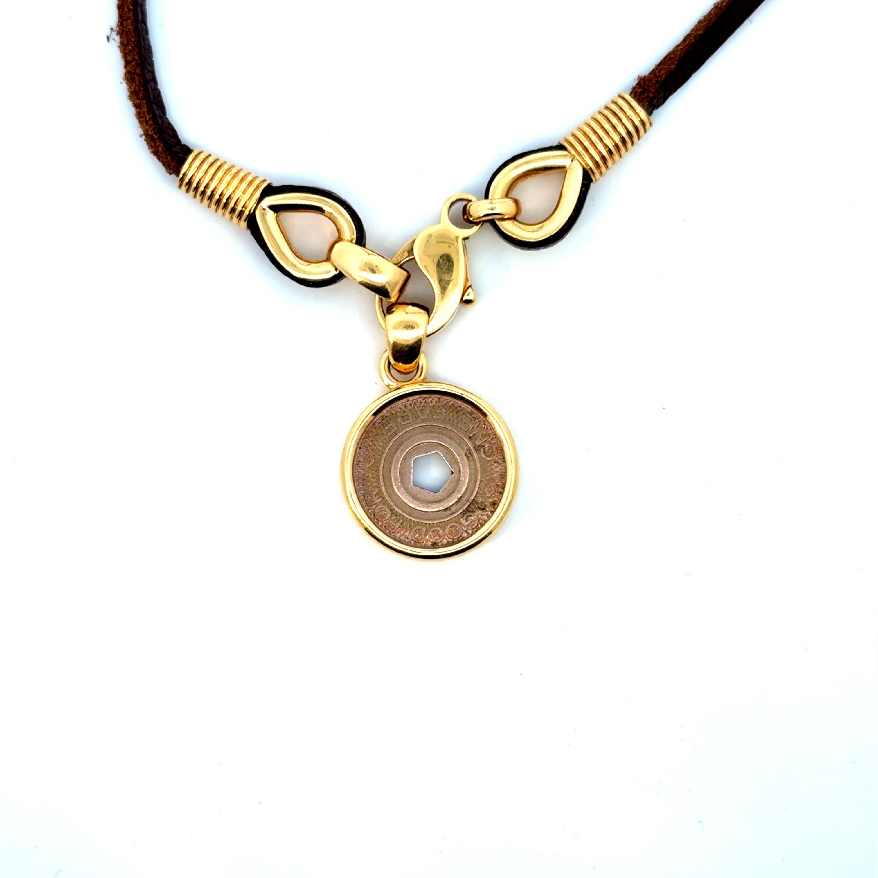 Bulgari Monete Coin Gold Necklace New York Subway Limited Edition In Good Condition For Sale In Milano, IT