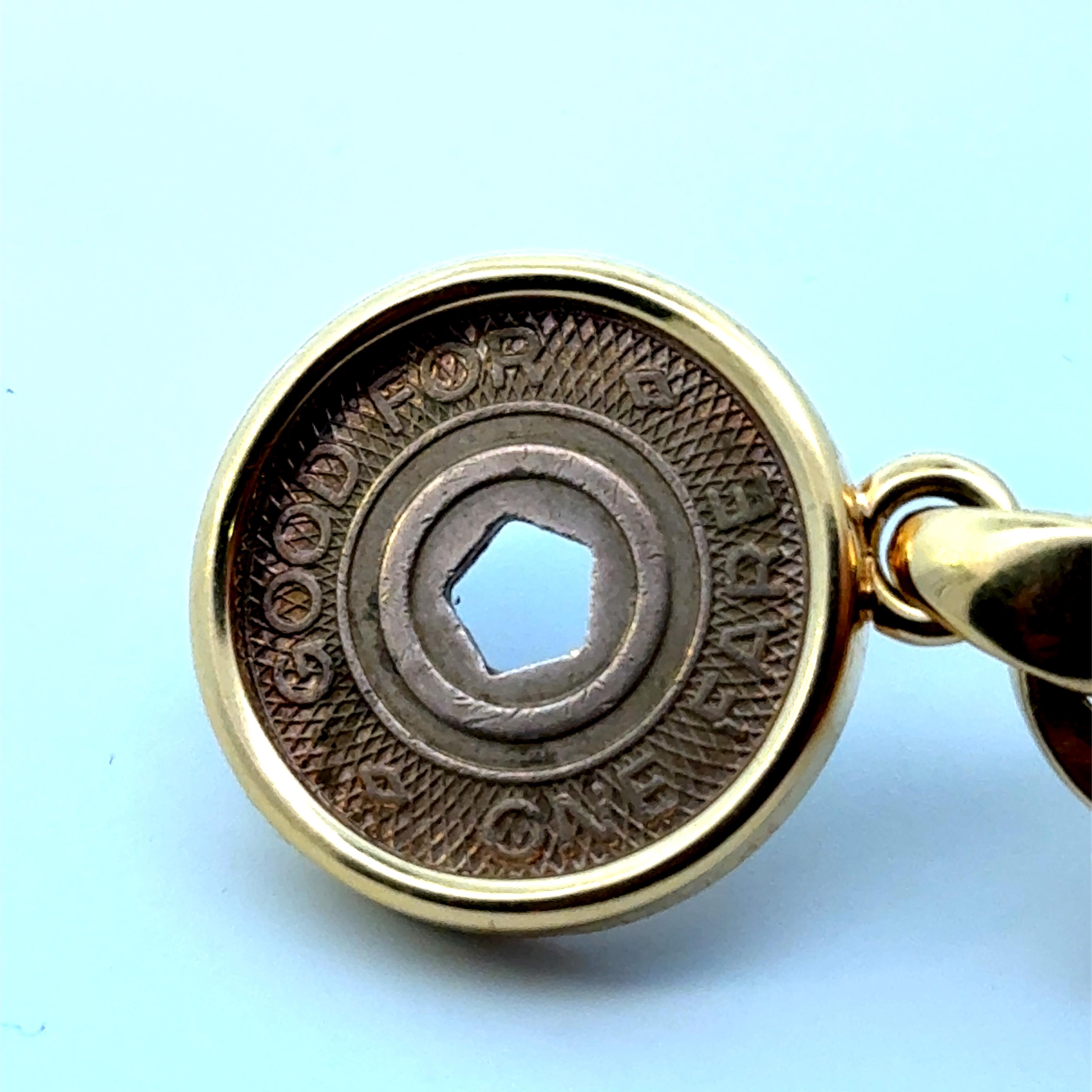 Women's or Men's Bulgari Monete Coin Gold Necklace New York Subway Limited Edition For Sale