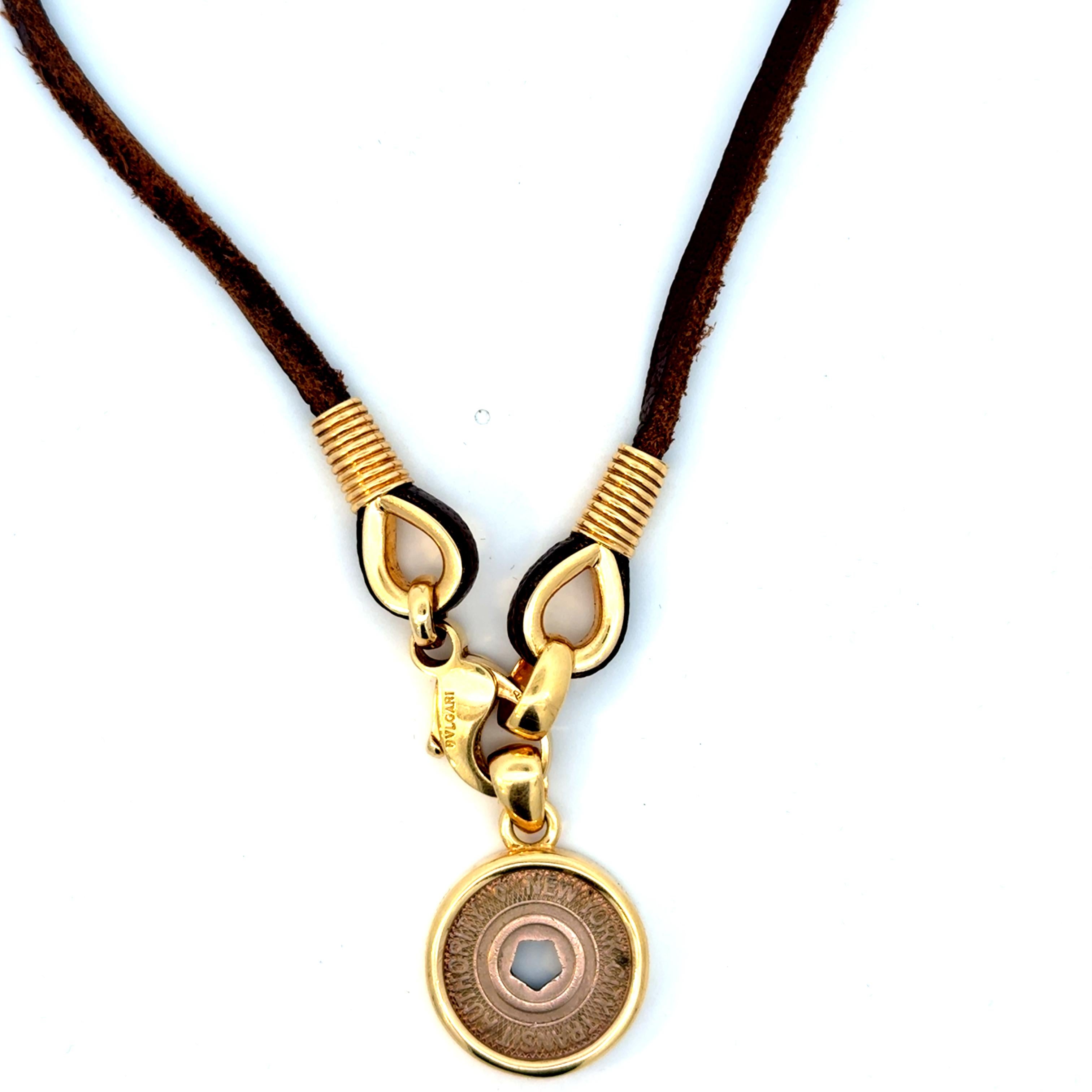 Bulgari Monete Coin Gold Necklace New York Subway Limited Edition For Sale 2