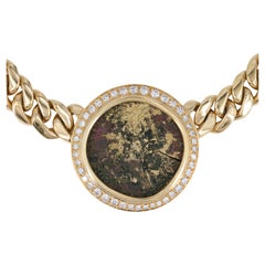 Bulgari Monete Diamant & antike römische Münze von Kaiser Hadrian Halskette in 18k
