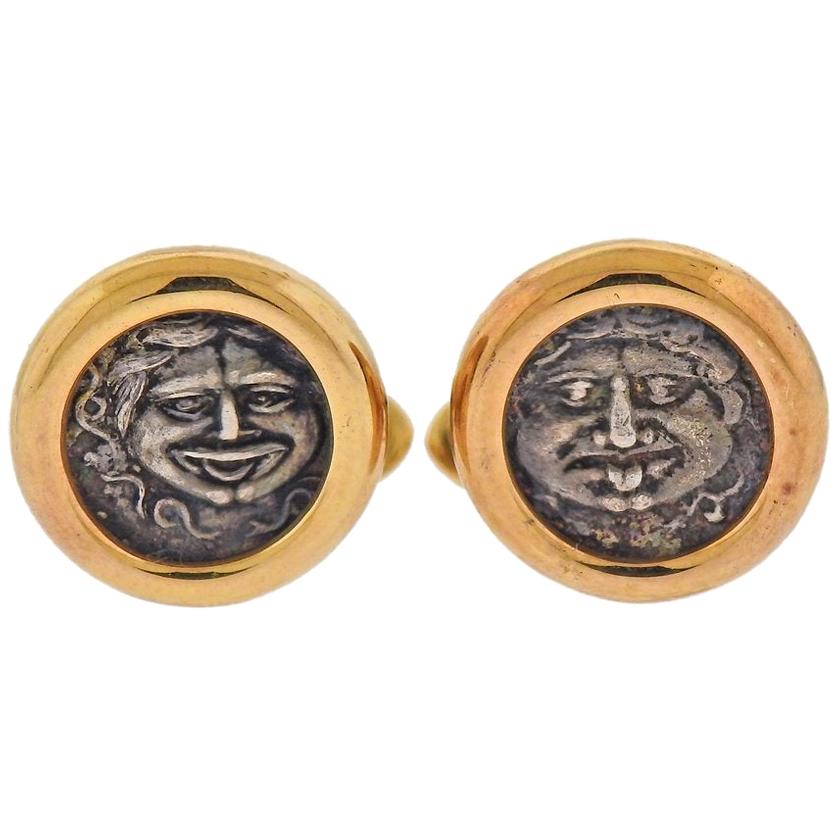 Bulgari Monete Gold Ancient Coin Cufflinks