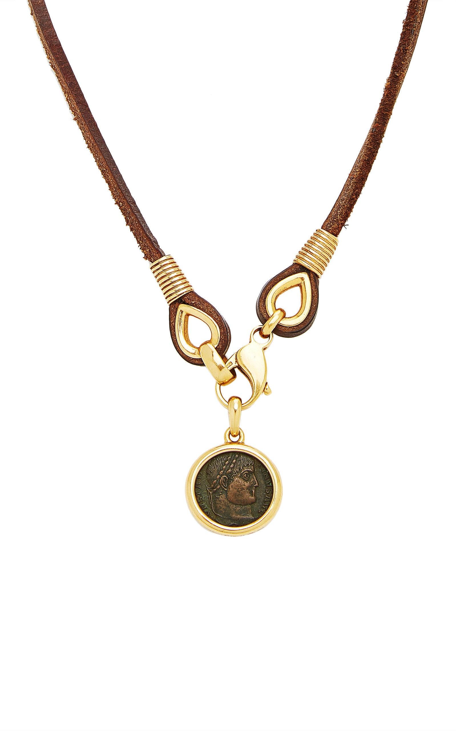 leather and gold necklace