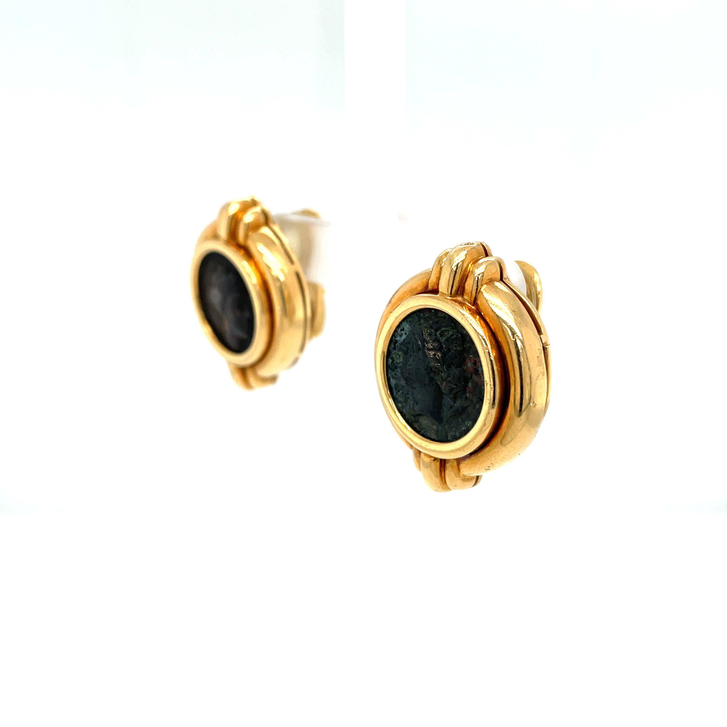 Bulgari Monete Gold Rare Ancient Coin Earrings 6