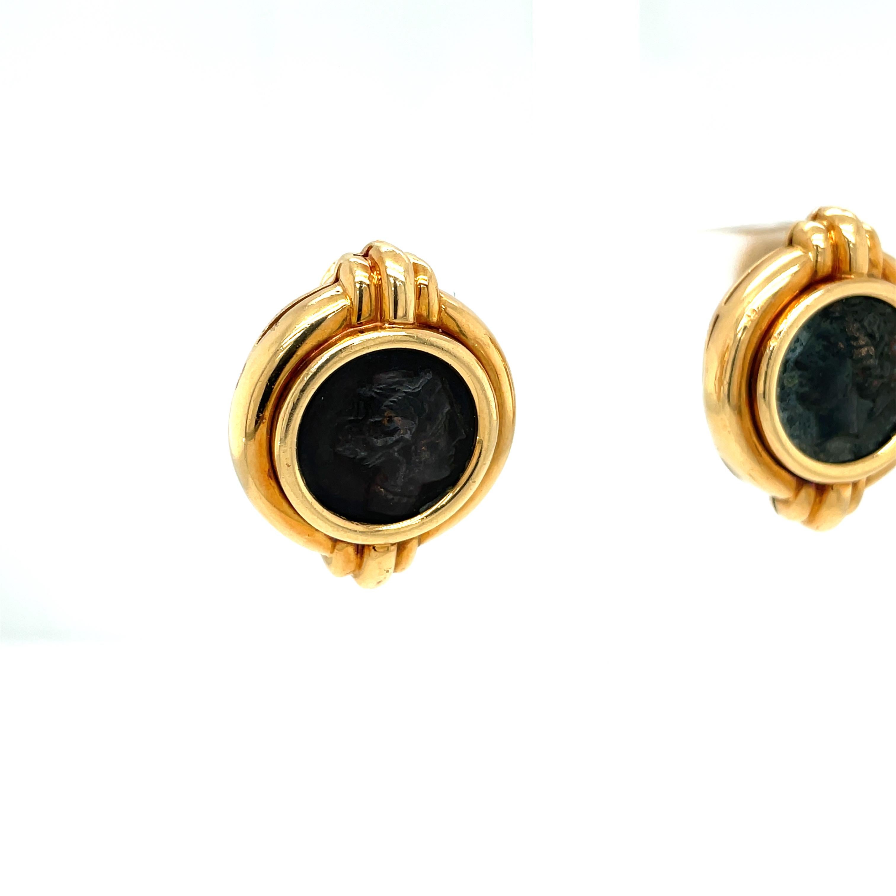 Bulgari Monete Gold Rare Ancient Coin Earrings In Excellent Condition In Napoli, Italy