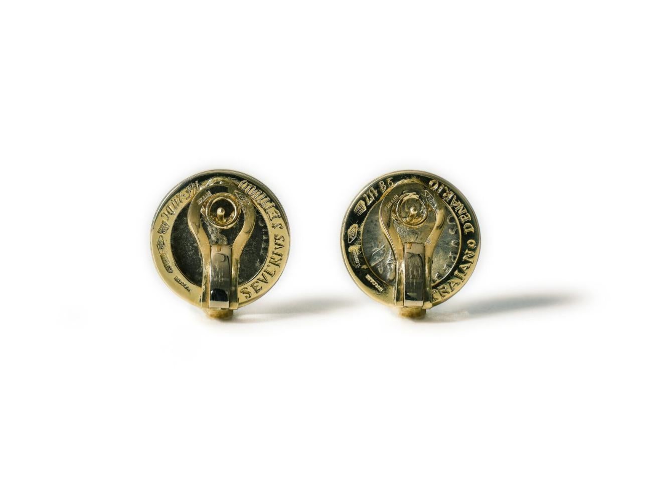 Women's Bulgari Monete Gold Rare Ancient Silver Coin Earrings For Sale
