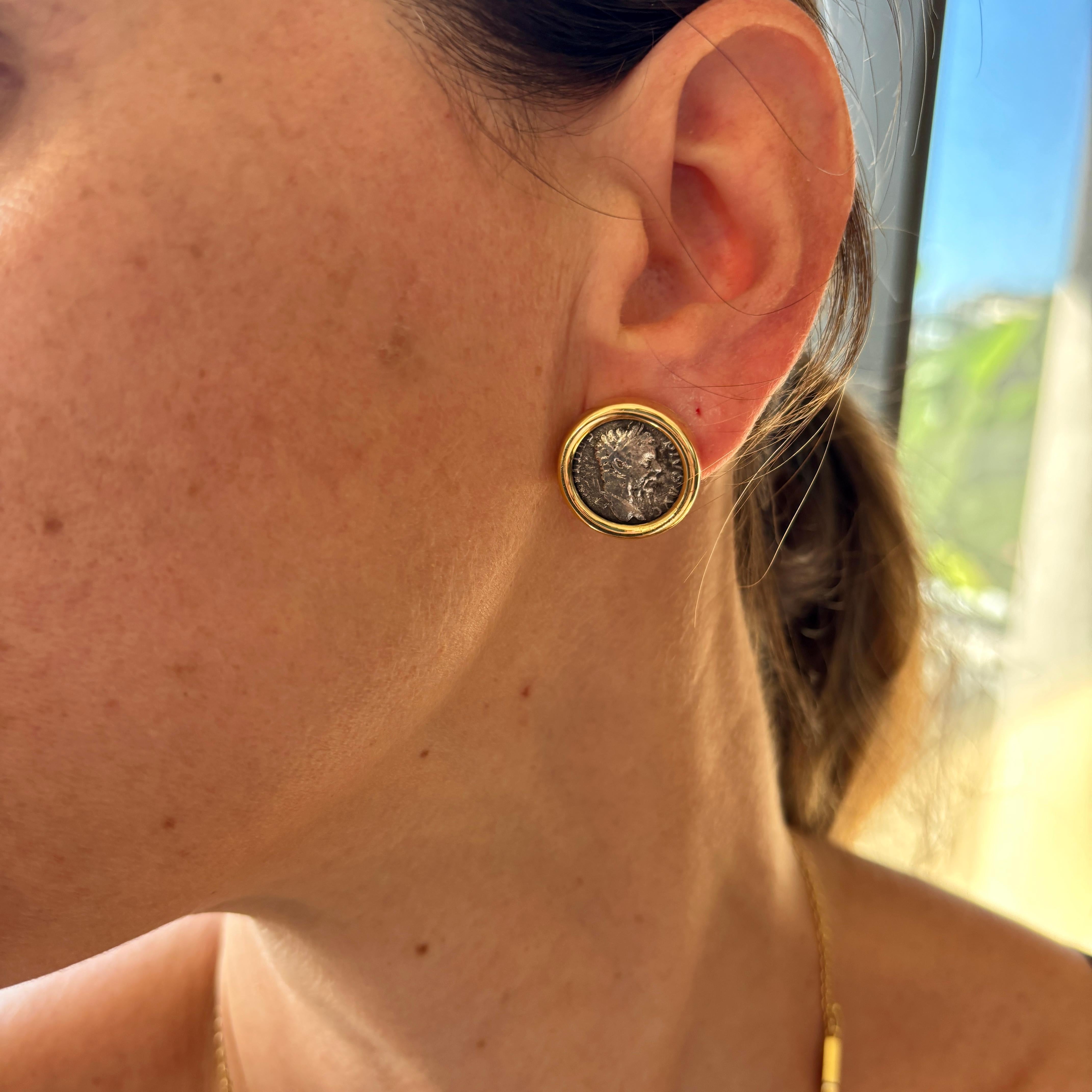 Bulgari Monete Gold Rare Ancient Silver Coin Earrings For Sale 2