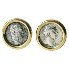 Bulgari Monete Gold Rare Ancient Silver Coin Earrings