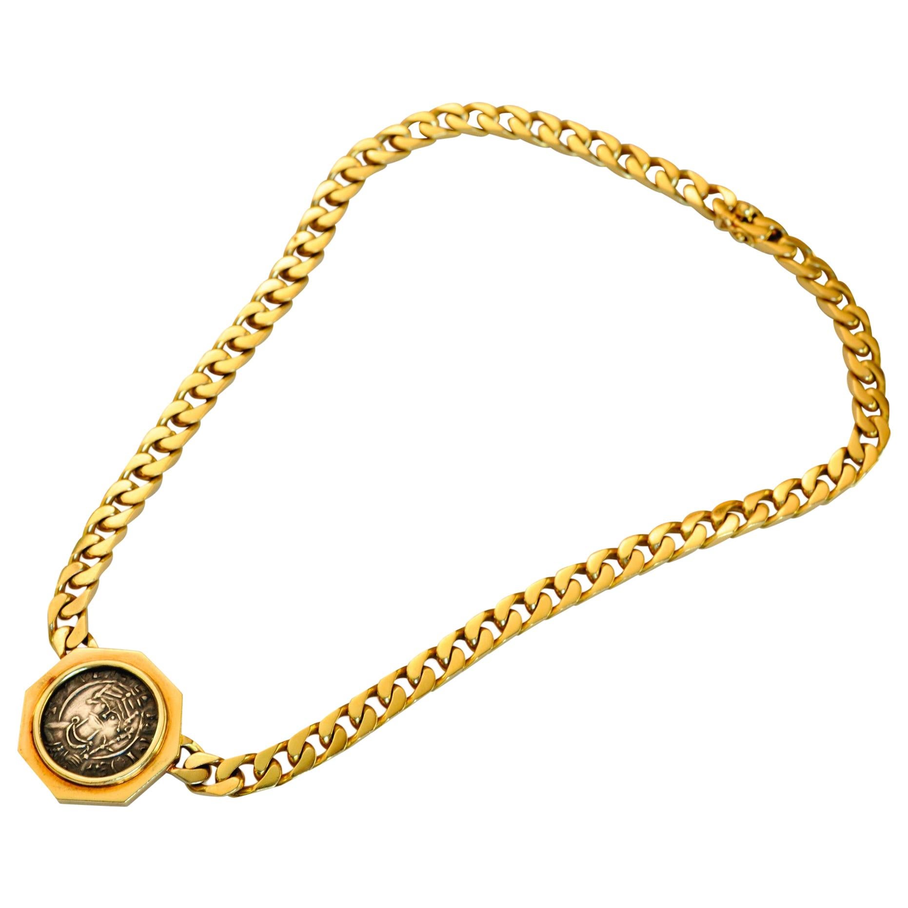 Bulgari Monete Medieval Coin Gold Necklace