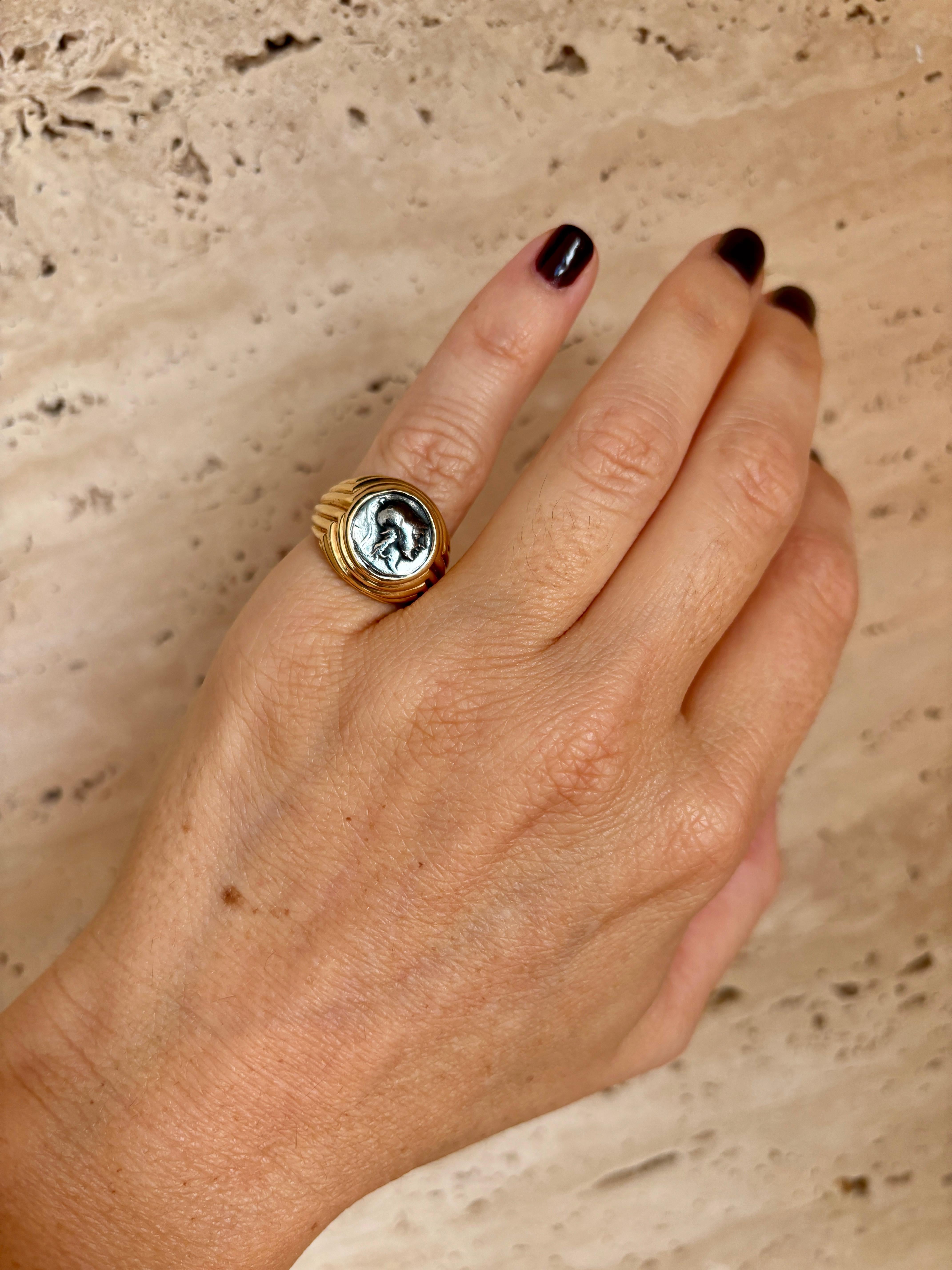 Bulgari Monete Roman Imperatorial Silver Coin Gold Ring 8