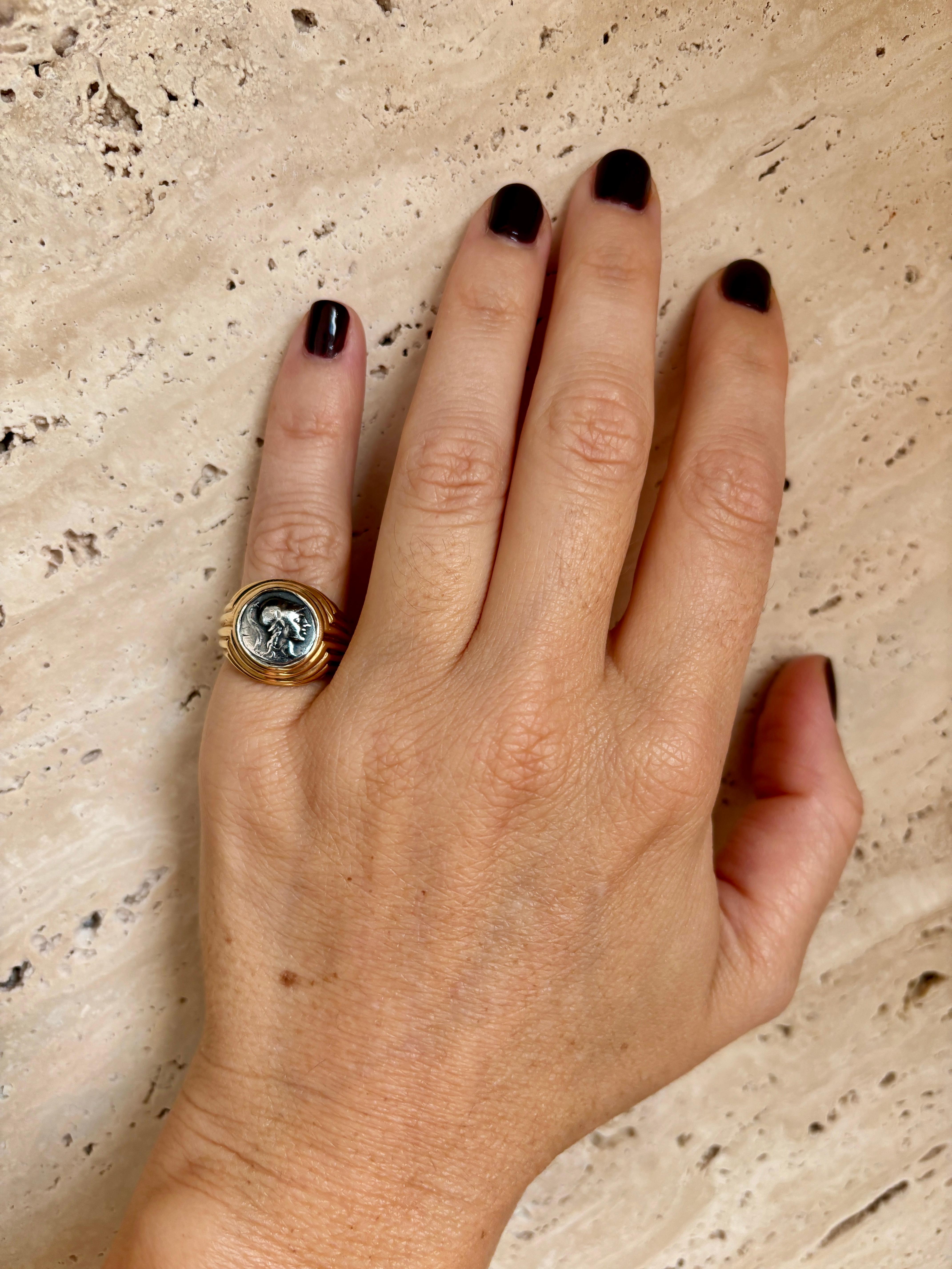 Bulgari Monete Roman Imperatorial Silver Coin Gold Ring 9