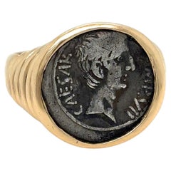 Vintage Bulgari Monete Roman Imperatorial Silver Coin Gold Ring