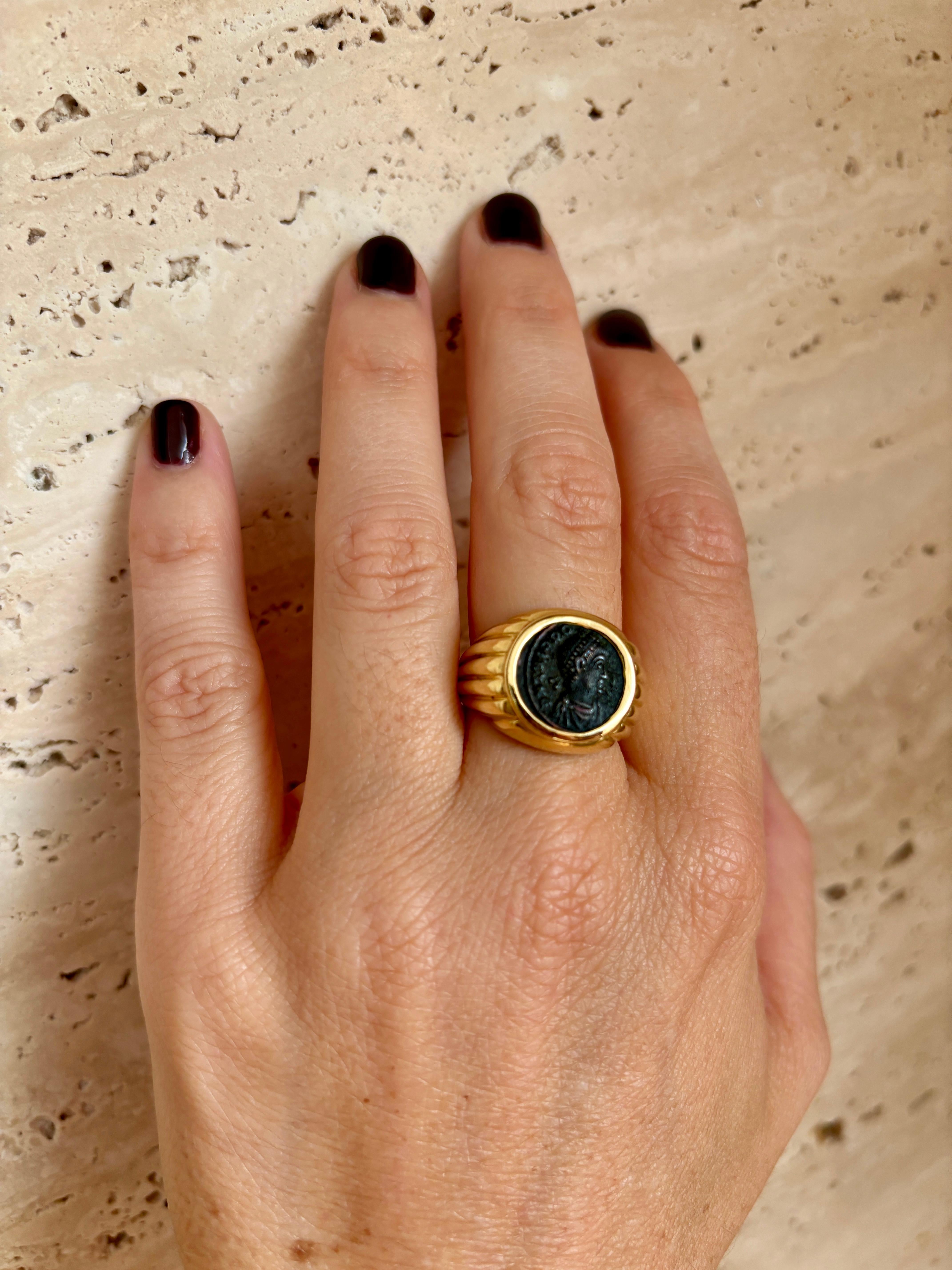 Bulgari Monete Roman Imperial Coin Gold Bold Ring 7
