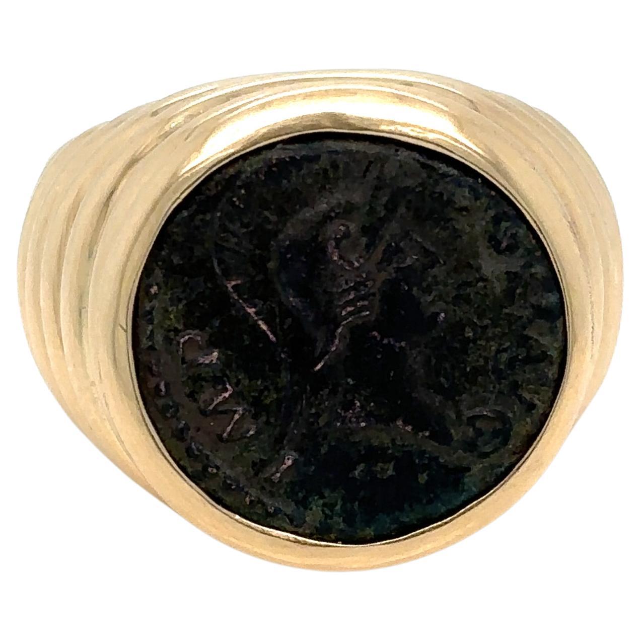 Bulgari Monete Roman Imperial Coin Gold Bold Ring For Sale