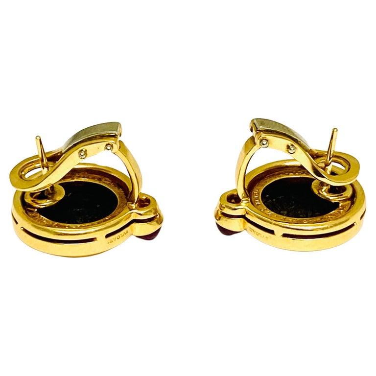 Women's Bulgari Monete Ruby Gold Rare Ancient Silver Coin Earrings