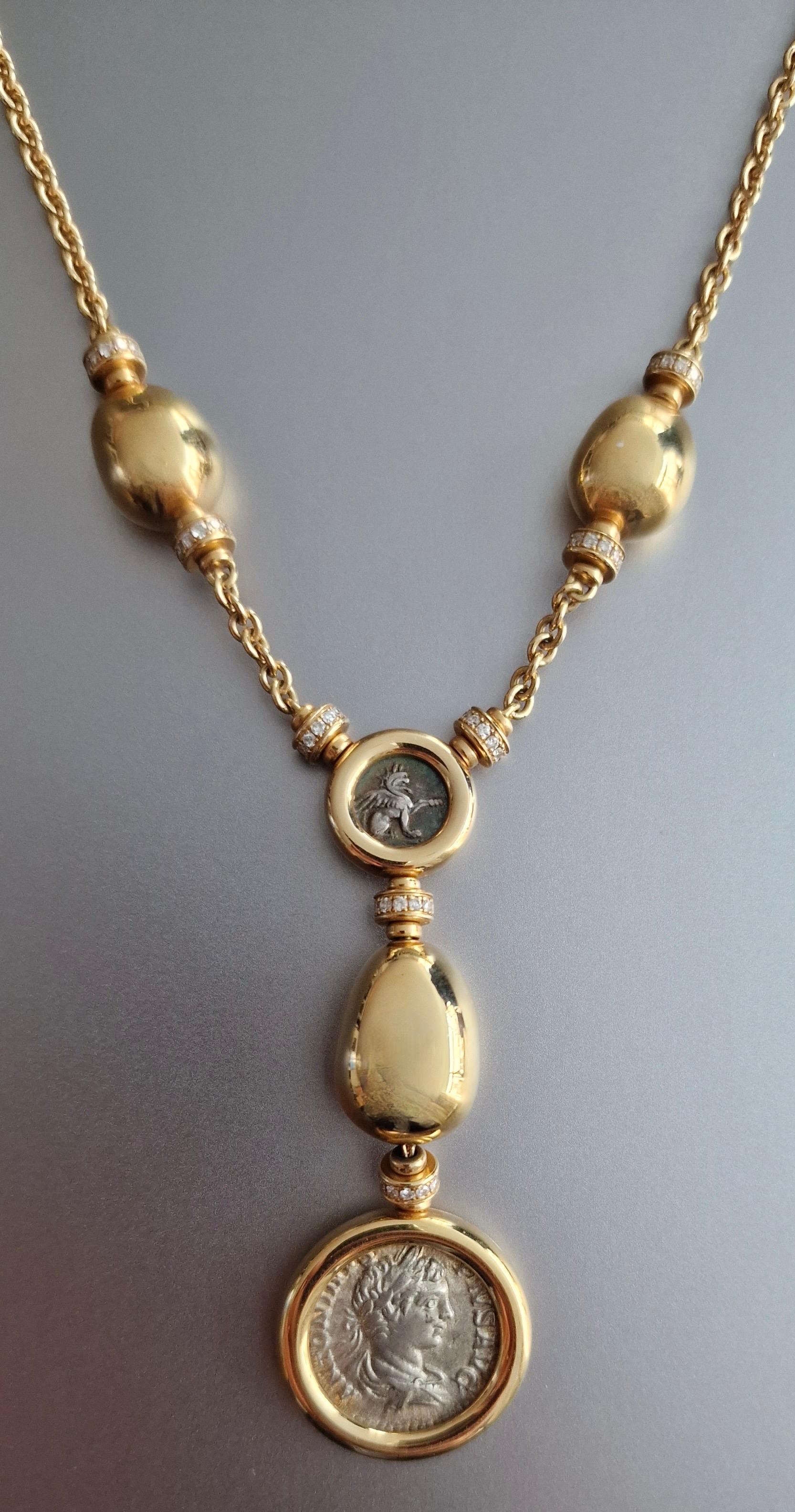 Women's or Men's Bulgari Monete Sassi Yellow Gold 18K Necklace