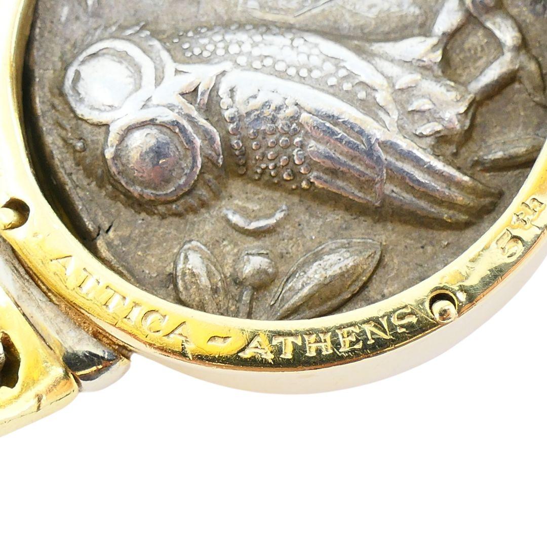 Bulgari Monete Silver Ancient Coin 18k Two Tone Gold Cuff Bracelet 8