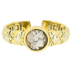 Bulgari Monete Plata Moneda Antigua 18k Oro Bicolor Pulsera Brazalete