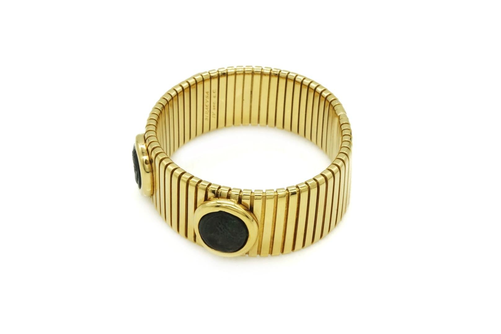 Bulgari Monete Tubogas Yellow Gold Bracelet In Excellent Condition In New York, NY