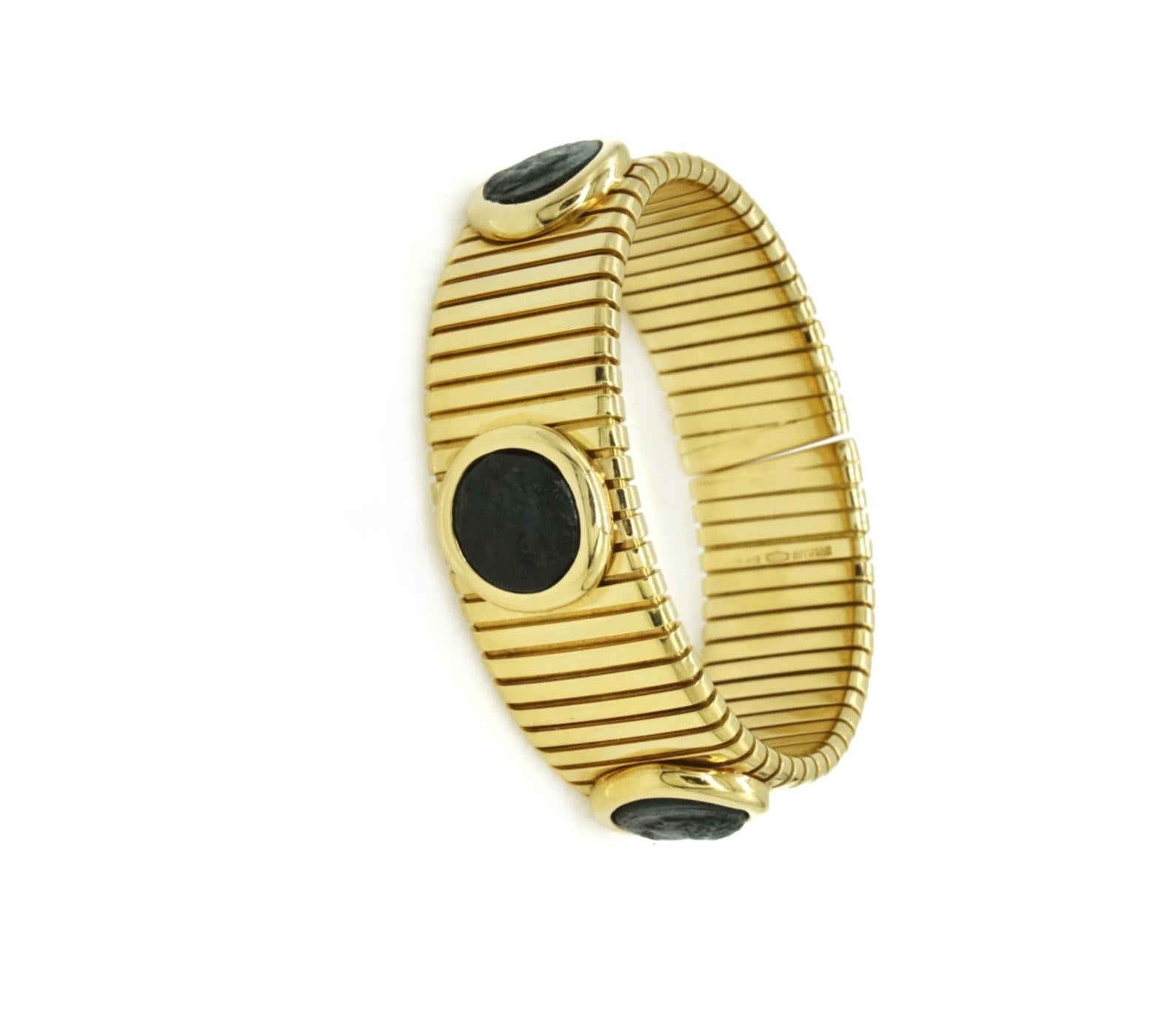 Women's or Men's Bulgari Monete Tubogas Yellow Gold Bracelet