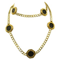 Bulgari Monet Yellow Gold Ancient Coin Curb Link Necklace 18k 8 Coins 35" (collier à maillons en or jaune de Bulgari)