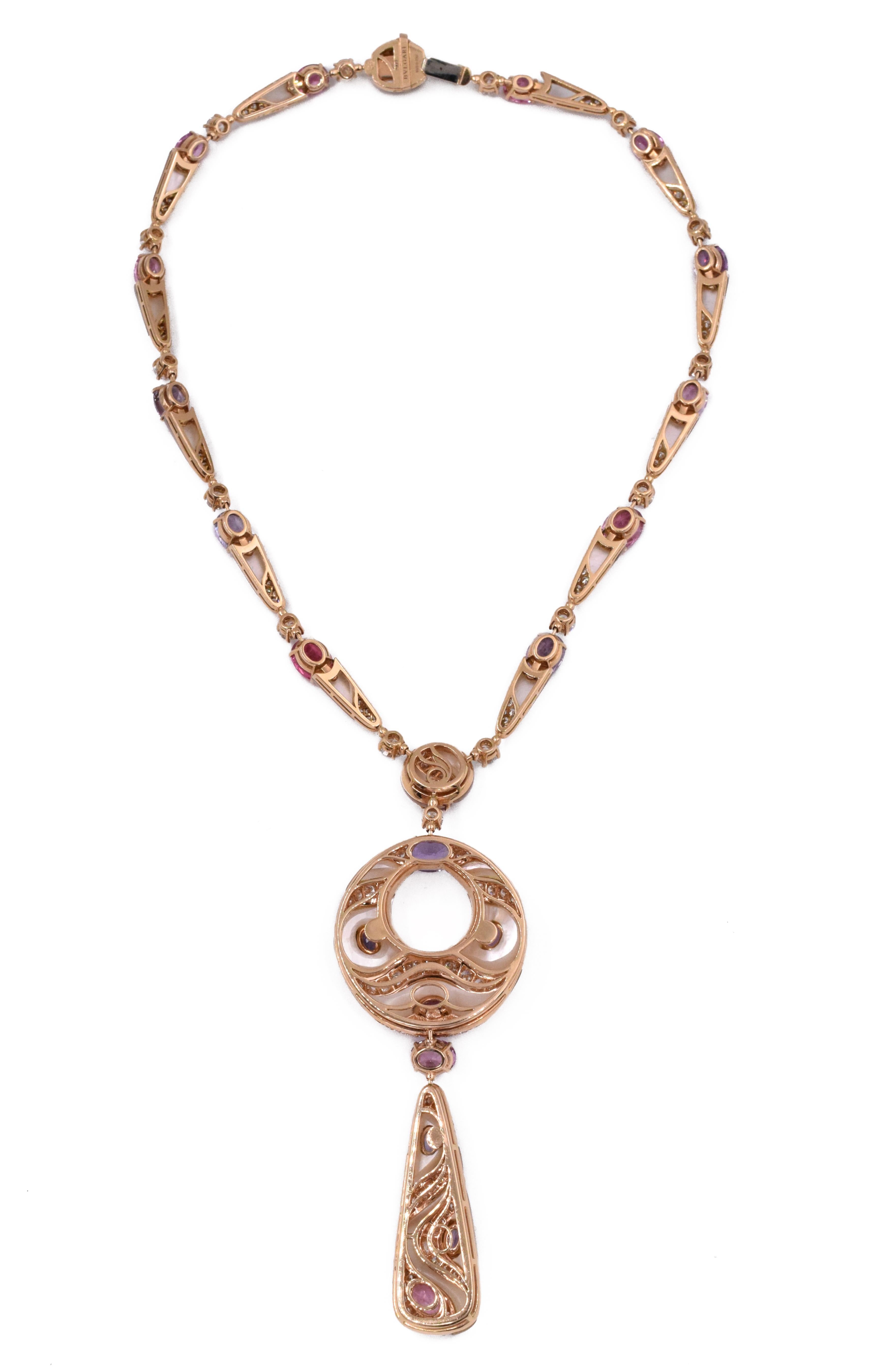 Artist Bulgari Mother of Pearl, Colored Spinel, and Diamond Necklace