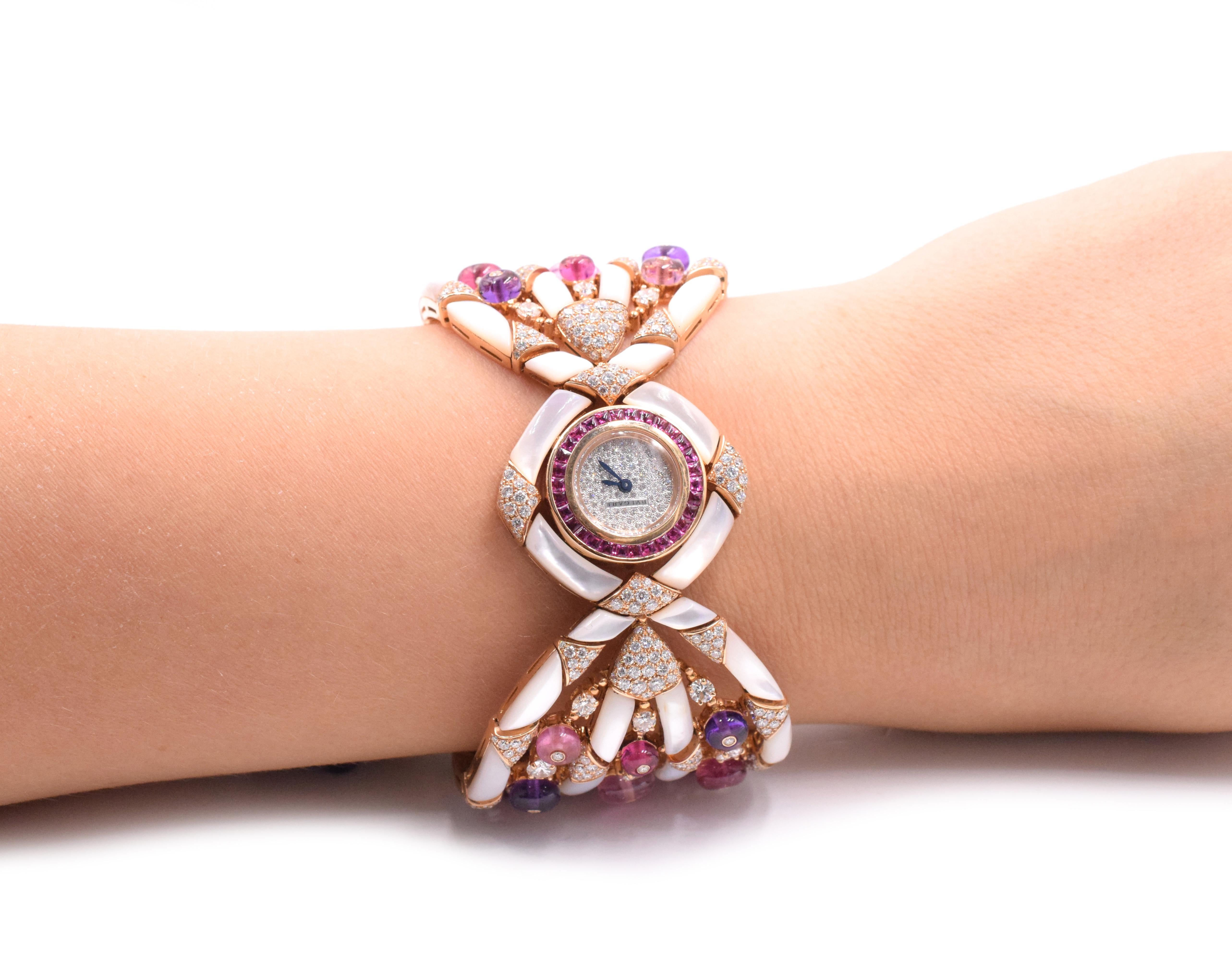 Bvlgari,  Diamond and Colored Spinel Watch In Excellent Condition For Sale In New York, NY