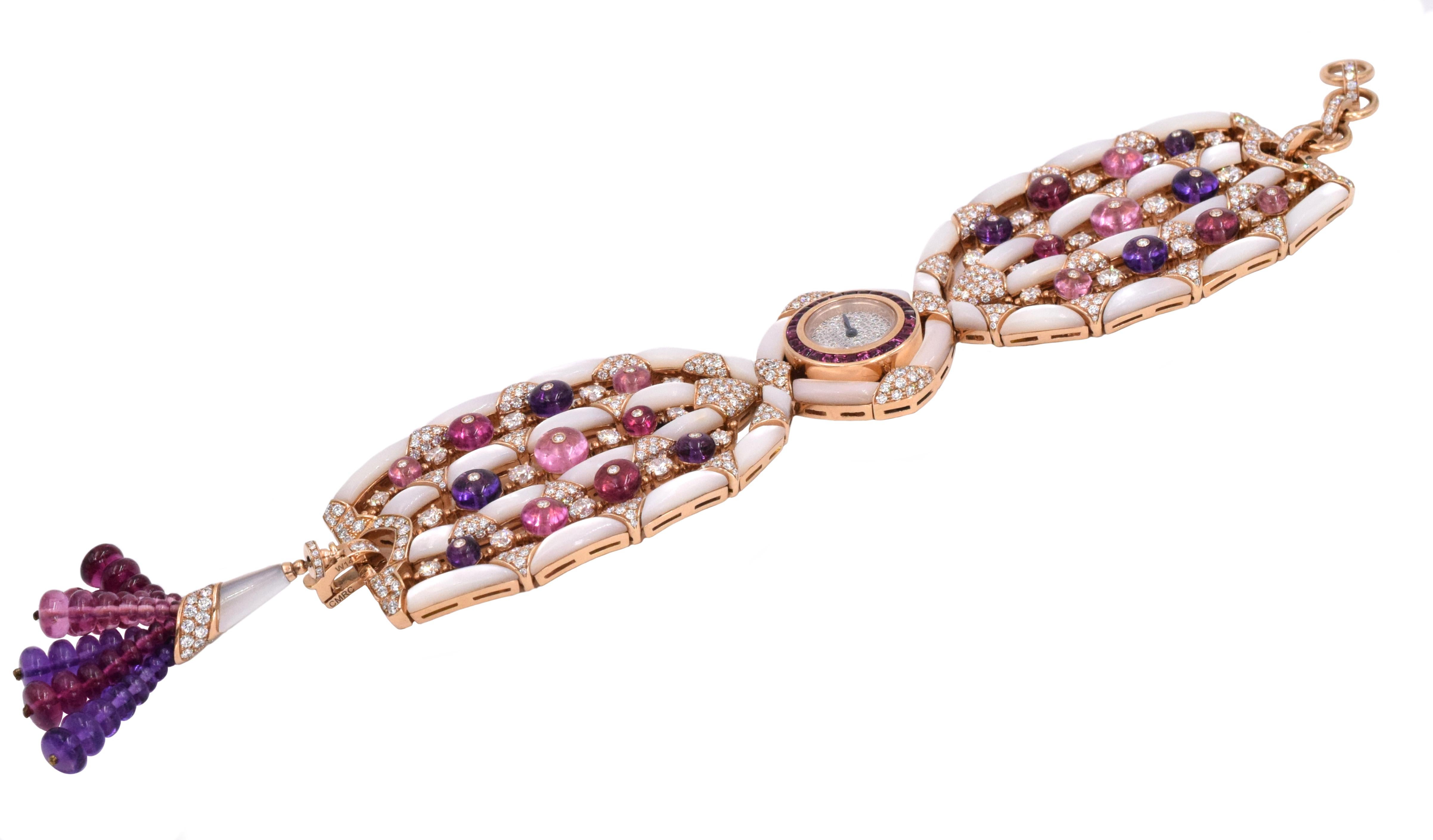 Women's Bvlgari,  Diamond and Colored Spinel Watch For Sale