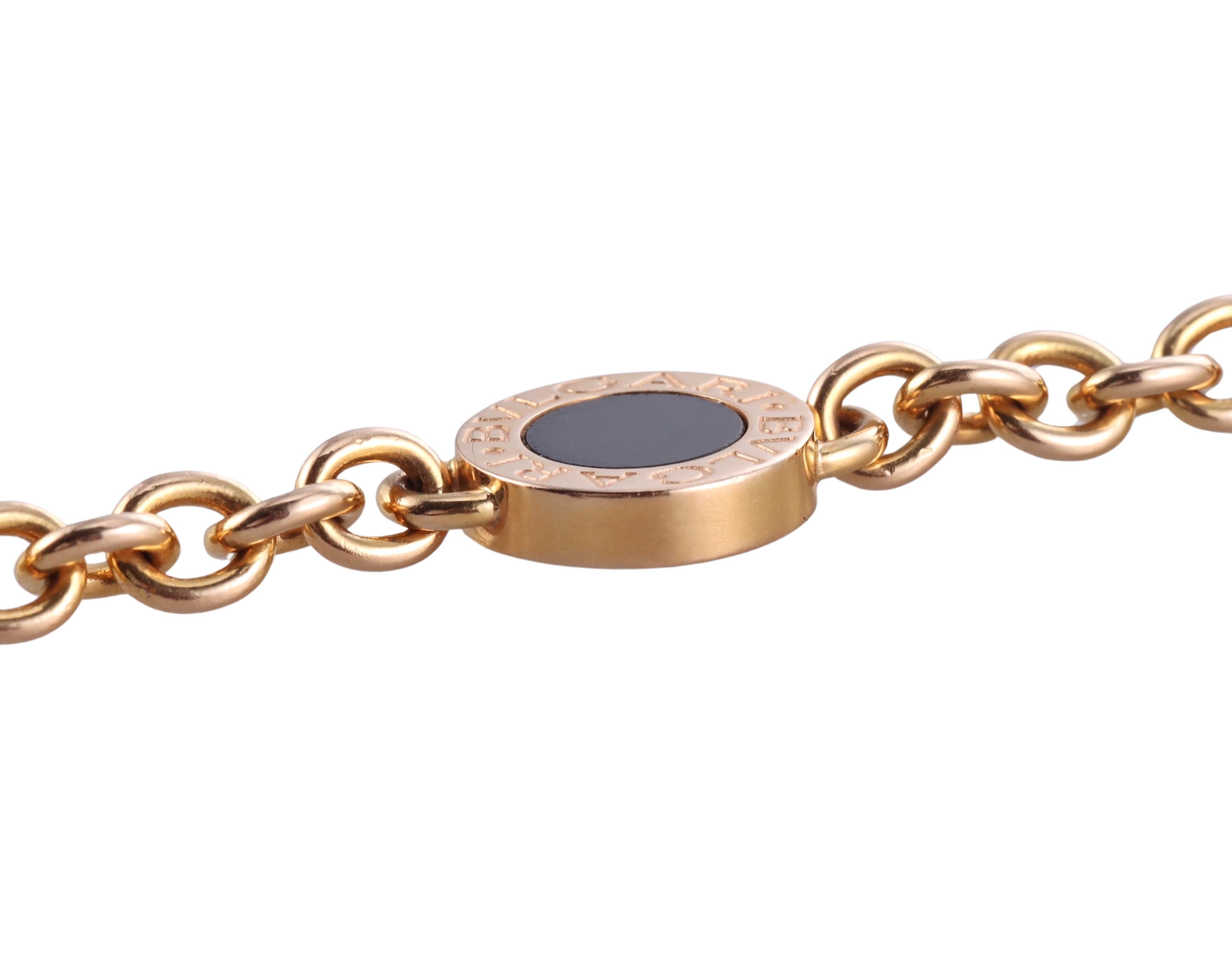 Bulgari Mother of Pearl Onyx Rose Gold Bracelet In Excellent Condition For Sale In New York, NY