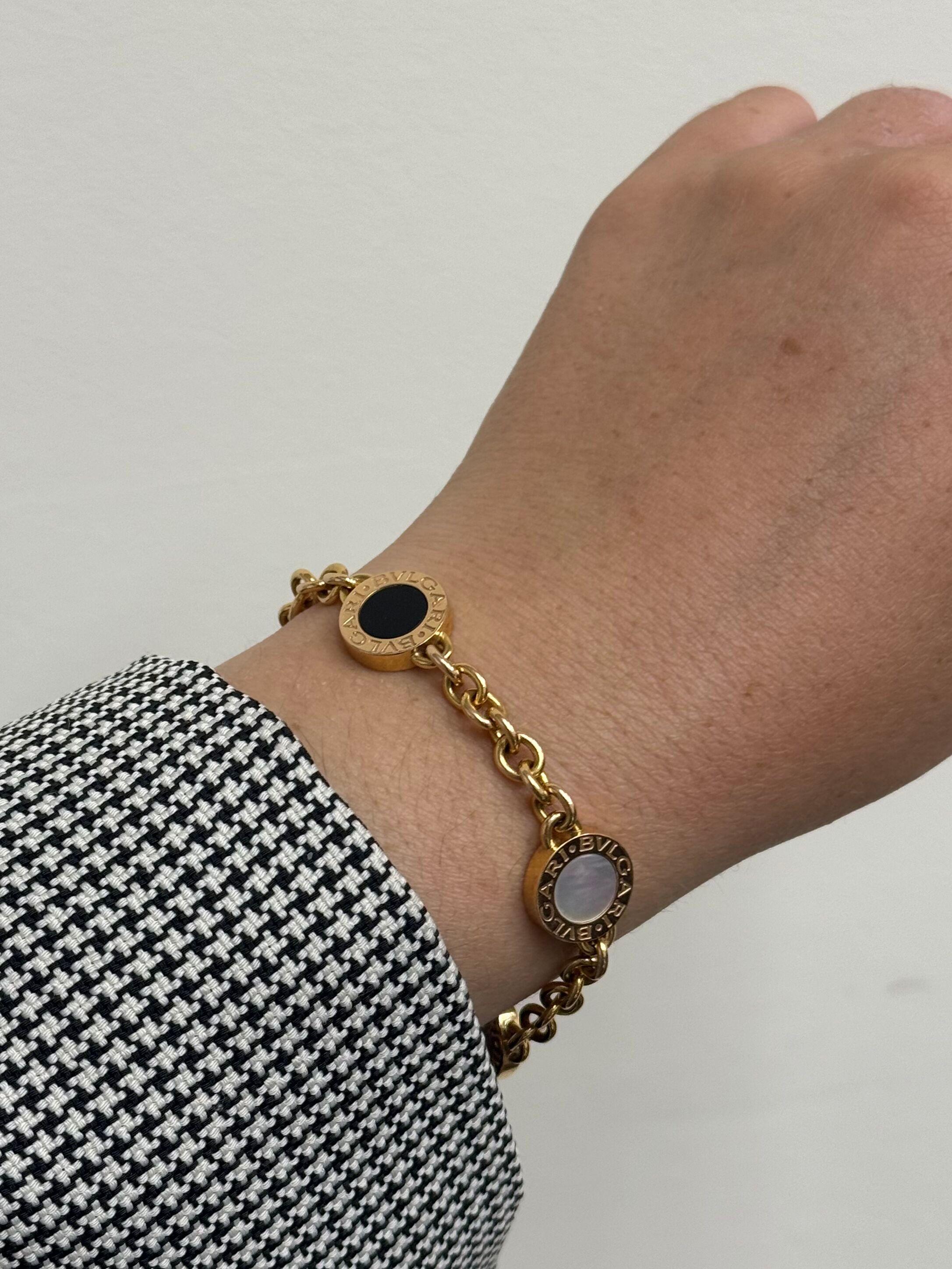Women's Bulgari Mother of Pearl Onyx Rose Gold Bracelet