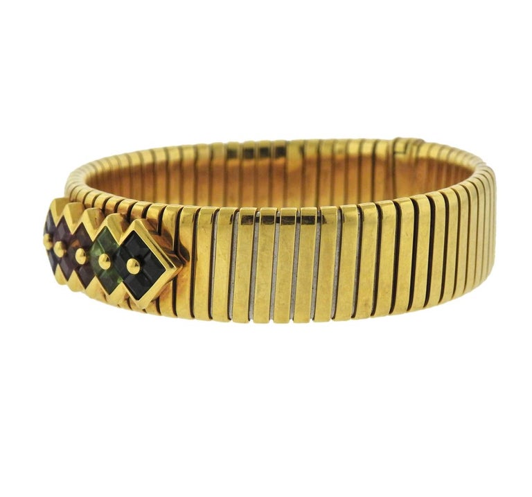 Bulgari Multi-Color Gemstone Gold Tubogas Bracelet at 1stDibs | bulgari ...