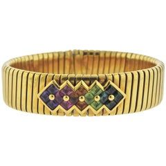 Bulgari Multi-Color Gemstone Gold Tubogas Bracelet