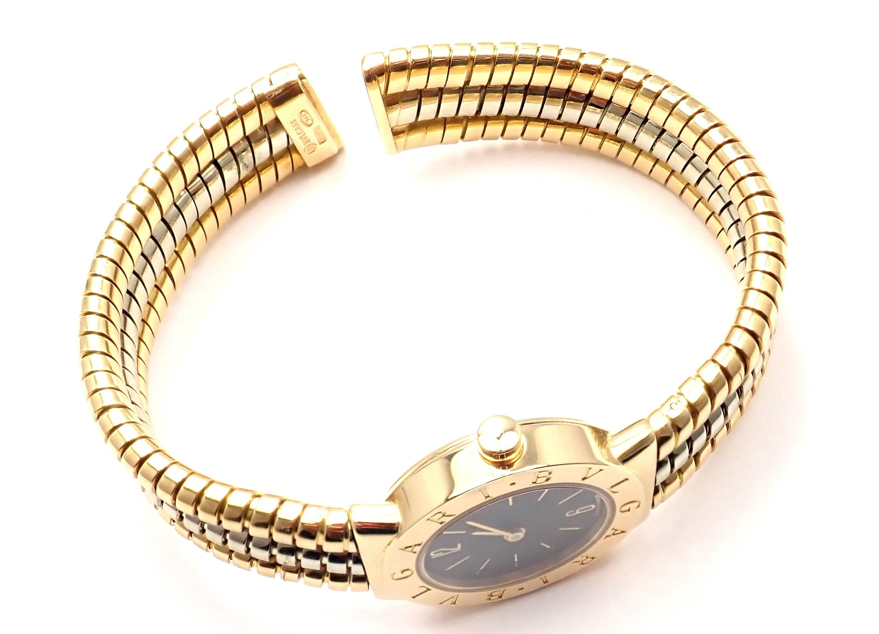 Bulgari Multicolor Gold Tubogas Serpenti Snake Bracelet Quartz Wristwatch 2