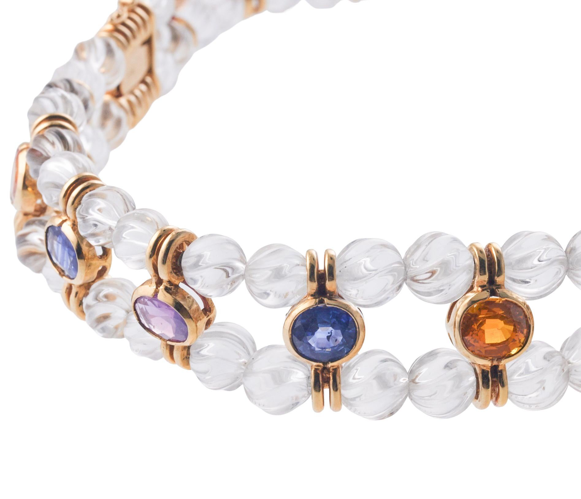 Bulgari Choker-Halskette mit mehrfarbigem Saphir und Kristall in Gold im Zustand „Hervorragend“ im Angebot in New York, NY