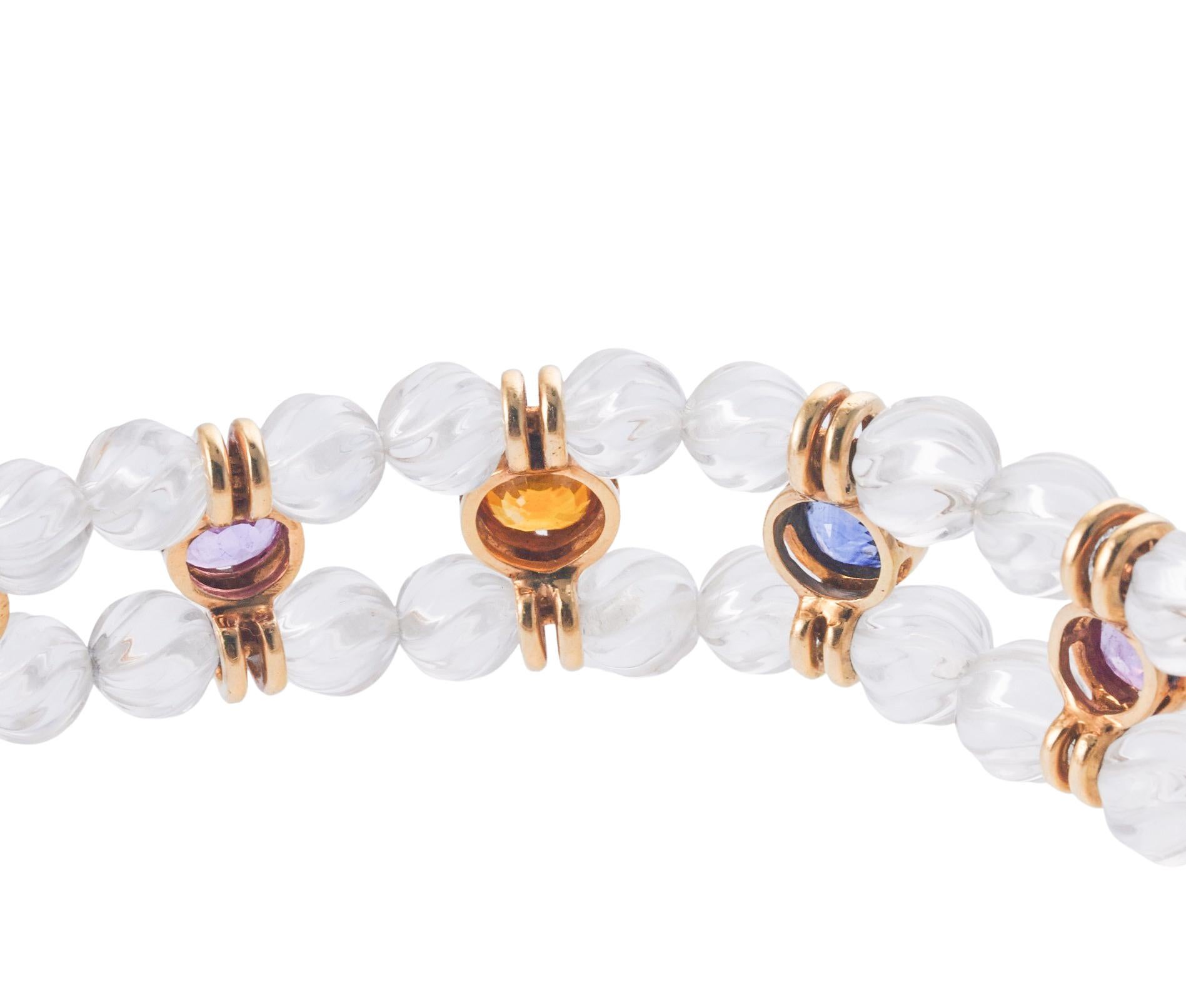 Bulgari Choker-Halskette mit mehrfarbigem Saphir und Kristall in Gold Damen im Angebot
