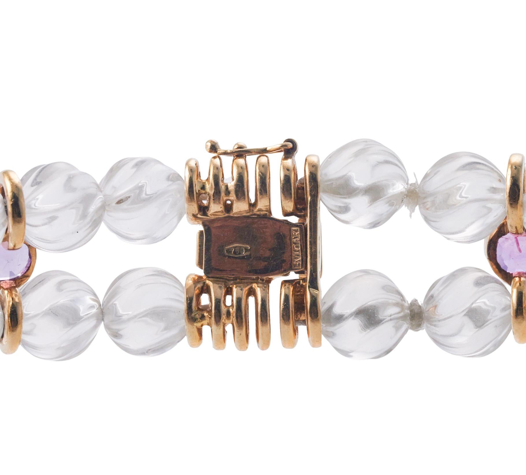 Bulgari Choker-Halskette mit mehrfarbigem Saphir und Kristall in Gold im Angebot 1