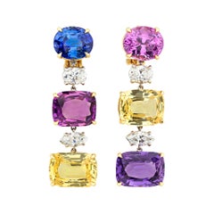 Bulgari Multi-Color Sapphire Earrings, 30.24 Carat