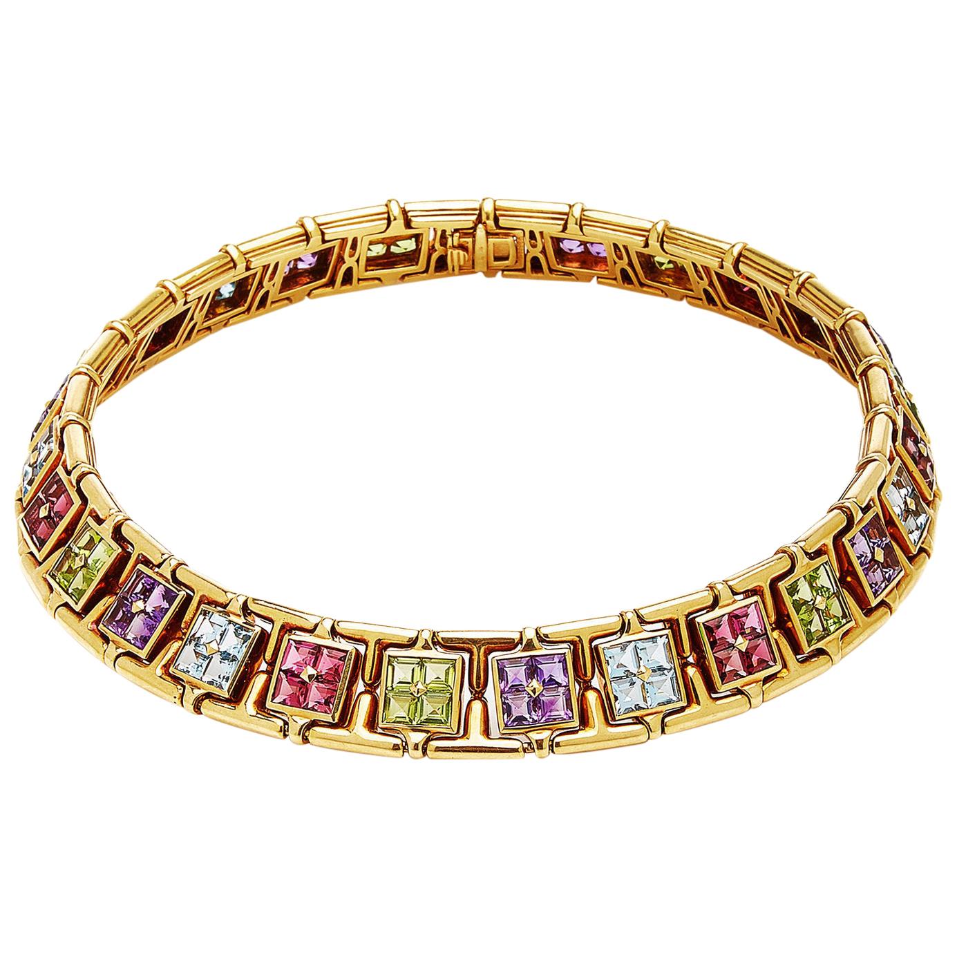 Bulgari Multi-Color Stones Gold Necklace