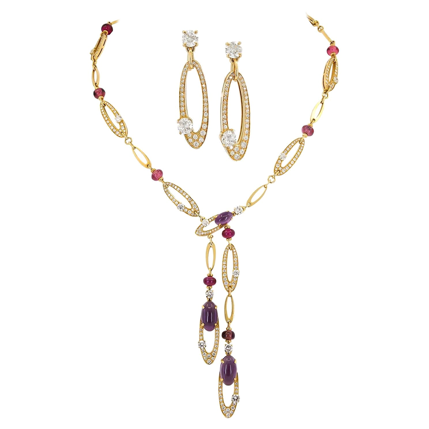 Bulgari Multi-colored Gemstone Diamond Demi-Parure 'Elisa' Set