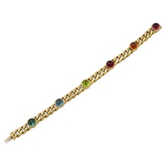 Bulgari Multi-Colored Gemstone Vintage Chain Bracelet, circa 1990