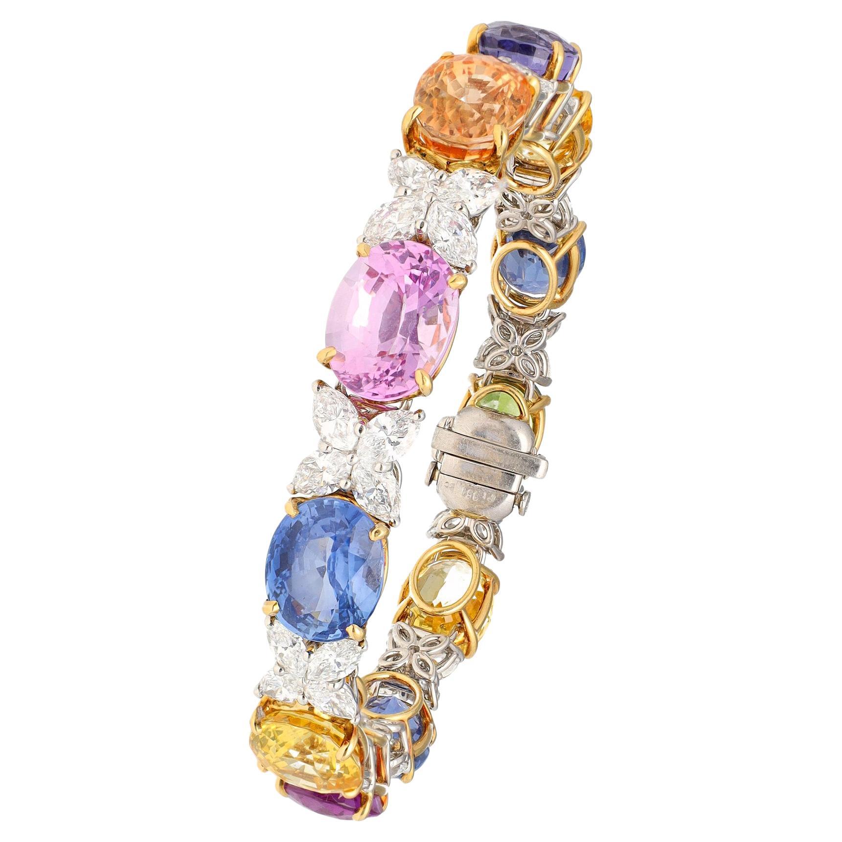 Bulgari Multi-Colored Sapphire and Diamond Bracelet For Sale