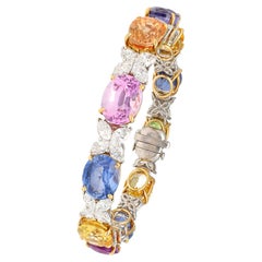 Bulgari, bracelet en saphirs multicolores et diamants