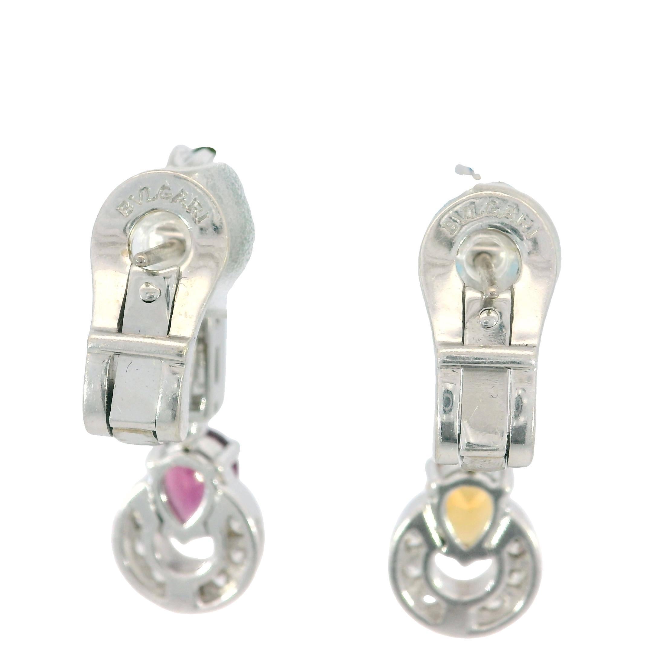 Bulgari Multi-Gem Allegra Ohrringe 18K Weißgold Clip Ons im Angebot 4