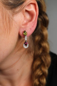 Bulgari Multi-Gem Allegra Earrings 18K White Gold Clip Ons