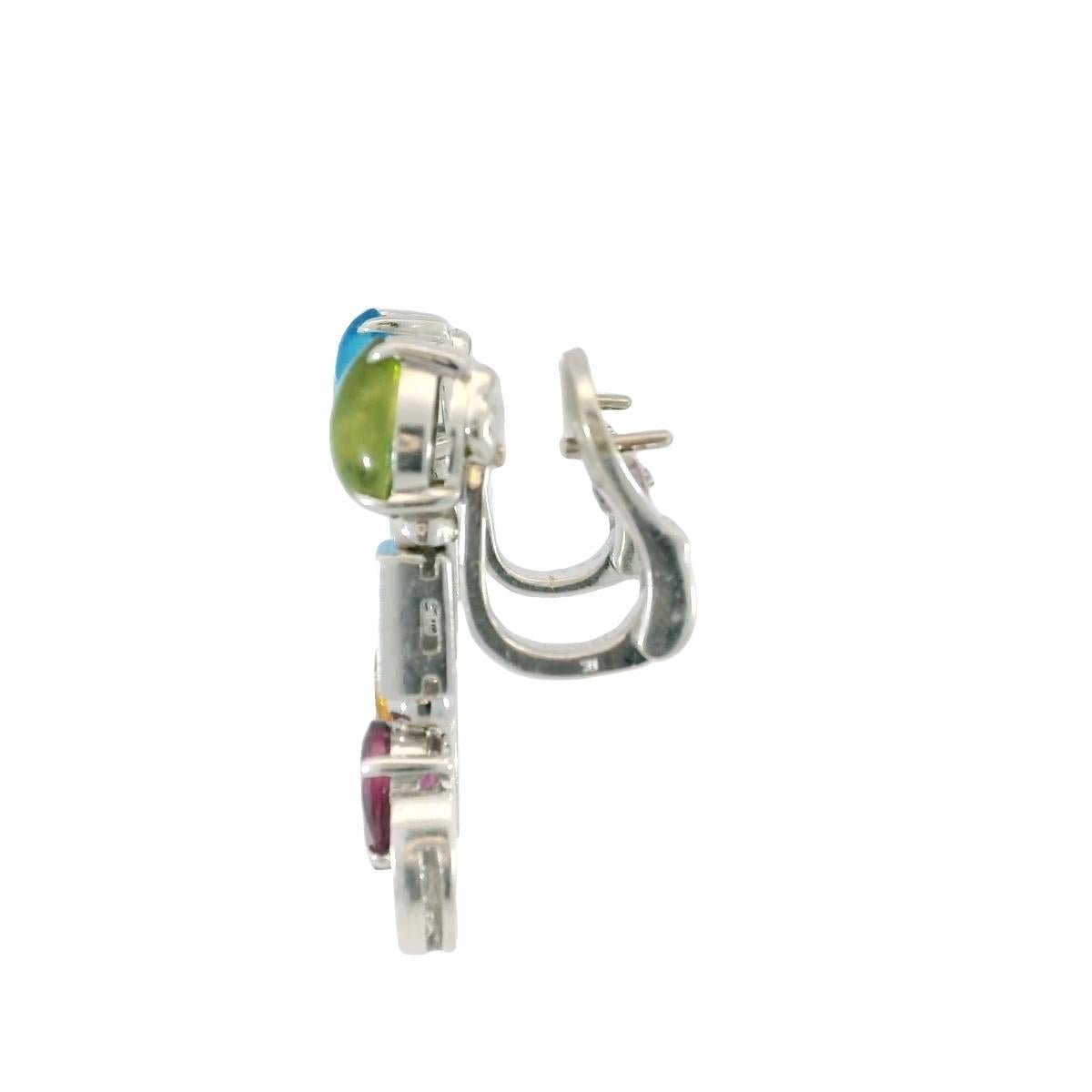 Bulgari Multi-Gem Allegra Ohrringe 18K Weißgold Clip Ons im Zustand „Hervorragend“ im Angebot in Fairfield, CT