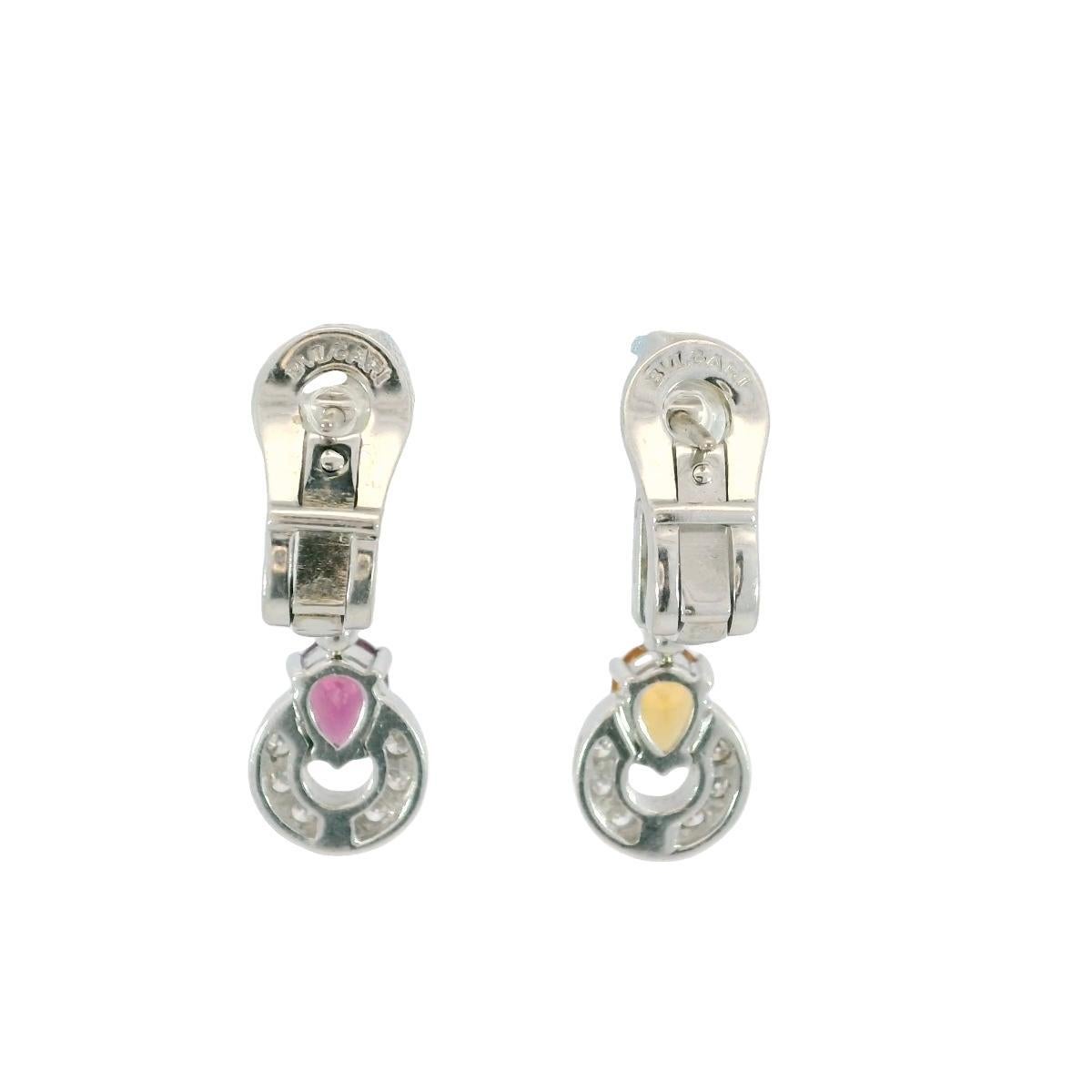 Bulgari Multi-Gem Allegra Ohrringe 18K Weißgold Clip Ons Damen im Angebot