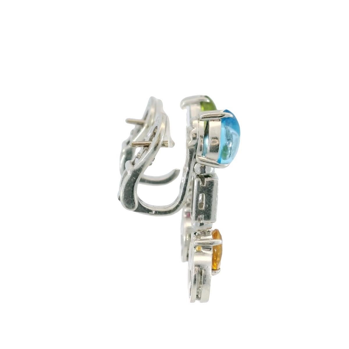 Bulgari Multi-Gem Allegra Ohrringe 18K Weißgold Clip Ons im Angebot 1