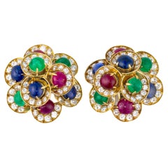 Orecchini Bulgari Multi Gem Cabochon e Diamante Floreale