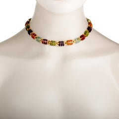 Bulgari Multi Gemstone 18K Yellow Gold Collar Necklace