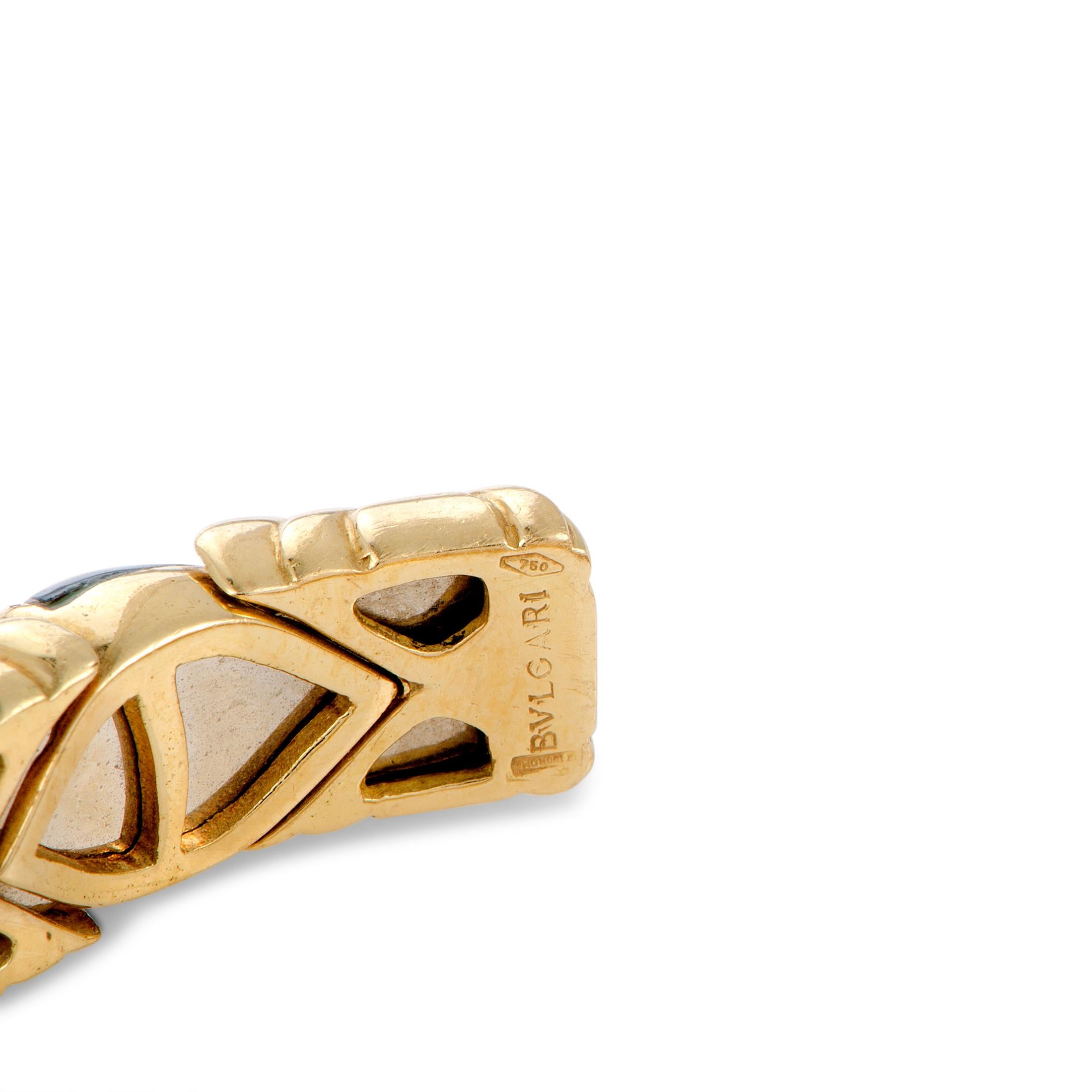 Women's Bulgari Multi Gemstone Yellow Gold Fish Bangle Open Bracelet